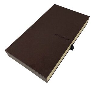 Louis Vuitton Brown Cream Slide Drawer Box for Wallet Gift Storage w/ Paperwork